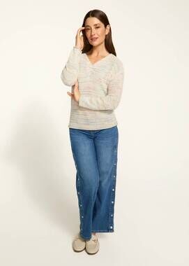 NEW FDJ leeza long sleeve v-neck sweater in confetti